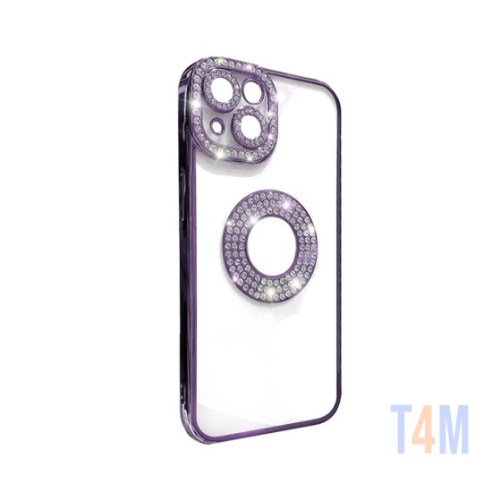 Funda de Silicona Suave con Diseño de Diamantes para Apple iPhone 14 Purpura